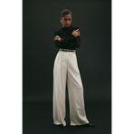 Sateen Luna Krep Pantolon, 42, STN139KPA1987, Ekru, Kadın