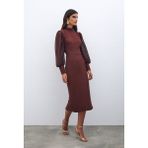 Sateen Midi Boy Kalem Etek - Kahve - 42