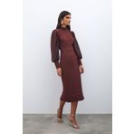 Sateen Midi Boy Kalem Etek - Kahve STN139KET1037