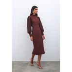 Sateen Midi Boy Kalem Etek - Kahve