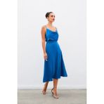 Sateen Midi Boy Saten Etek - İndigo - 38