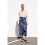 Sateen Nakış Detaylı Uzun Etek - Indigo - İndigo - 38
