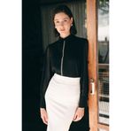 Sateen Nervür Detaylı Bluz, 38, STN139KBL1916, Siyah, Kadın