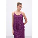 Sateen Payet Detaylı Askılı Bluz - Mürdüm