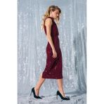 Sateen Payet Detaylı Kalem Etek - Bordo - 36