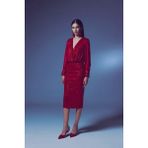 Sateen Payet Detaylı Kalem Etek - Kırmızı - 38