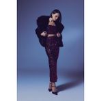 Sateen Payetli Kalem Etek - Bordo - 38