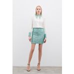 Sateen Payetli Mini Etek - Mint