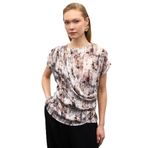 Sateen Pileli Kolsuz Bluz, 36, STN139KBL1988, Kahve, Kadın