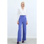 Sateen Pileli Krep Pantolon, 40, STN139KPA975, Mor, Kadın
