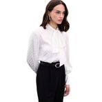 Sateen Puantiye Desenli Gömlek, 42, STN139KGO1978, Ekru, Kadın