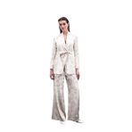 Sateen Renkli Jakarlı Pantolon, 40, STN139KPA1710, Bej, Kadın