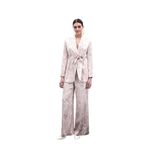 Sateen Renkli Jakarlı Pantolon, 42, STN139KPA1710, Pudra, Kadın