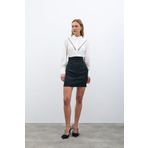 Sateen Şerit Aksesuarlı Bluz - Ekru