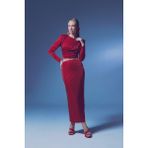 Sateen Simli Midi Etek - Kırmızı - 38