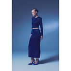 Sateen Simli Midi Etek - Sax Mavi - Saks - 40