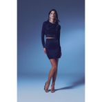 Sateen Simli Mini Etek - LACİVERT