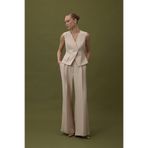 Sateen Sofia Palazzo Pantolon, 42, STN139KPA2109, Bej, Kadın