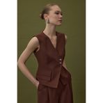 Sateen Sofia Yelek, 38, STN139KYE2137, Kahve, Kadın