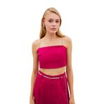 Sateen Taş Askılı Saten Crop Bluz, 40, STN139KBL1514, MERCAN, Kadın