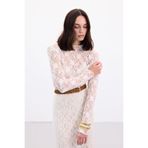 Sateen Transparan Dantel Bluz, 36, STN139KBL2107, Bej, Kadın
