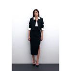 Sateen Tüvit Kalem Etek - Siyah