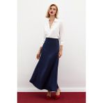 Sateen Uzun Saten Etek - Lacivert - 36