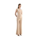Sateen Yanları İnci Aksesuarlı Pantolon, 40, STN139KPA1926, Bej, Kadın