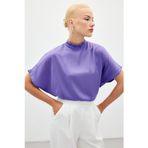 Sateen Yarasa KolSalaş Bluz - Lila