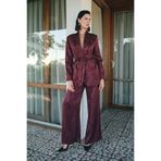 Sateen Yılan Desenli Pantolon, 38, STN139KPA1887, Bordo, Kadın