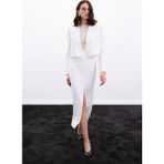 Sateen Yırtmaçlı Midi Etek - Ekru - 38