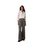 Sateen Yüksek Bel Leopar Pantolon Siyah, 38, STN139KPA1593, Kadın