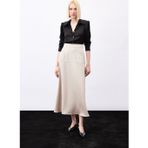 Sateen Yüksek Bel Saten Etek - Vizon