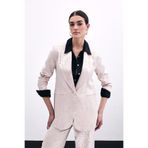 Sateen Zebra Desenli Ceket, 42, STN139KCE1721, Pudra, Kadın