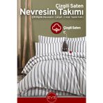 Saten Çizgili Çift Kişilik Lüks Nevresim Takımı Set 200X200 Cm