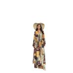 Saten Desenli Dokuma, Oversize Kesim, Uzun Kollu, 36-46 Beden, Kimono Takım Elbise (Standart, Hardal, 44)
