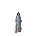 Saten Desenli Dokuma, Oversize Kesim, Uzun Kollu, 36-46 Beden, Kimono Takım Elbise (Standart, Mavi, 44)
