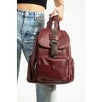 Saten Kumaş Kadın Sırt Çantası 33*23 cm Yağmur Itici Kumaş Mega Bag Kapaklı Taşlı Model - 33 x 23 cm - Bordo