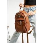 Saten Kumaş Kadın Sırt Çantası 38*28 cm Yağmur Itici Kumaş Mega Bag Günlük Kullanıma Uygun - 38 x 28 cm - Taba