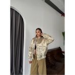 Saten Metalik Gold Renk Vintage Ceket