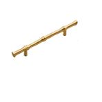 Saten Pirinç Bambu Şekilli Mobilya Kulpu Masif Pirinç Mutfak Dolabı Çekme T Bar Kulpu Yatak Odası için Vintage Kulp, C, 7856, 128mm, 6 Adet