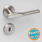 Saten Rozetli Oda Kapı Kolu Sürgülü Ve Çelik Kapı Kulpu Uyumlu Daire Sağa Sola Uygun Kolları