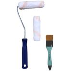 Saten Rulo Set 10cm Ve Turkuaz Fırça 4cm Vernik Ve Boyaya Uygun