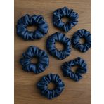 Saten Saç Tokası, 5'li Set, Parlak renklerde, Lastikli Scrunchie, Nişan, Düğün, Kına Gecesi,Doğum Günü Hediyesi (lacivert)