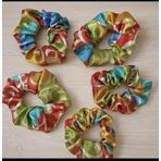 Saten Saç Tokası, 5'li Set, Parlak renklerde, Lastikli Scrunchie, Nişan, Düğün, Kına Gecesi,Doğum Günü Hediyesi (simli Saten Karışık Renkli)