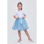 Saten Şeritli Tütü Kız Çocuk Etek M00728 Mavi - 9 Yaş