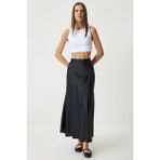Saten Yüzeyli Uzun Dokuma Etek LGK0001 SİYAH - 40 - Siyah