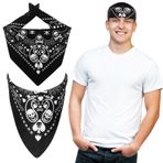 SATINIOR 2 siyah bandana kuru kafa bandana şal çift taraflı beyaz kuru kafa atkısı üniseks yenilik pamuk bandana, Siyah, beyaz., Ölçü Birimi