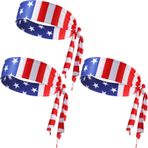 SATINIOR 3 adet Amerikan bayrağı kravat kafa bandı vatansever spor kravat bandana dört temmuz bağımsızlık günü aksesuarları abd yıldız ter bandı kafa sarar egzersiz erkekler kadınlar için