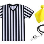 SATINIOR Erkek Resmi Üniforma Siyah ve Beyaz Çizgili Pro-Stil Yaka Hakem Gömleği, Resmi Umpire Jarse ve Paslanmaz Çelik Düdük Basketbol Futbol için Kordonlu (XL)